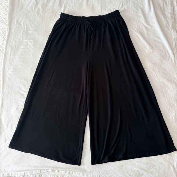 Athleta Brooklyn Wide Leg Cropped Drawstring Waist Pant In Black Size Medium - Picture 2 of 5